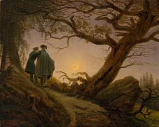Zwei Männer betrachten den Mond