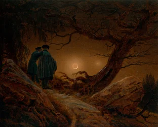 Zwei Männer betrachten den Mond, ca. 1820