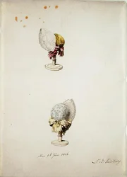 Zwei Frauenhauben auf Ständern, 1. Juni 1806