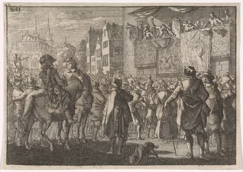 Verkündung des Friedens von Osnabrück in einer Stadt, 1648