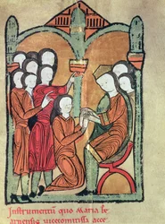 Die Gräfin von Bearn schwört Alfonso II. von Aragon Treue, aus dem Manuskript 
