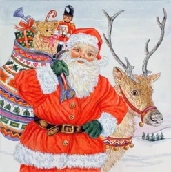 Weihnachtsmann und seine Rentiere