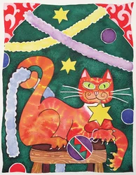 Weihnachtskatze mit Dekorationen
