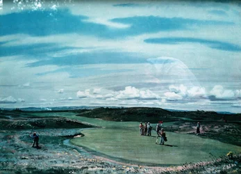 Cecil Aldin 1870-1935, Kunstdruck eines Golfplatzes, um 1920