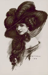 Frau mit einem edwardianischen Hut