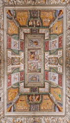 Decke der Sala delle Gesta Rossiane, Rocca dei Rossi, San Secondo, Parma, Italien, ca. 1570