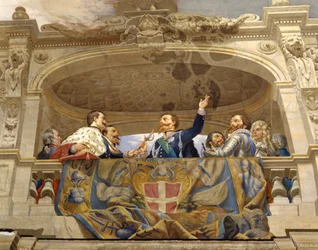 Carlo Alberto übergibt das Schwert an Vittorio Emanuele II (Detail)