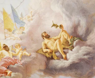 Detail aus Allegorie Italiens, Fresko von Cesare Mariani, Decke, Saal der Mehrheit, Palazzo delle Finanze, Rom