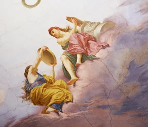 Detail aus Allegorie Italiens, Fresko von Cesare Mariani, Decke, Saal der Mehrheit, Palazzo delle Finanze, Rom
