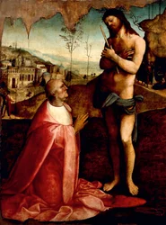 Christus leidend und Kardinal Oliviero Carafa im Gebet