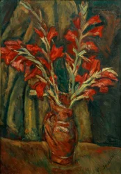 Rote Gladiolen in einer Vase