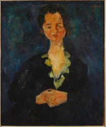 Porträt einer Frau mit blauem Hintergrund, 1927