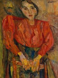 Frau in roter Bluse, ca. 1919