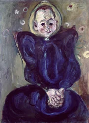 Frau in einem blauen Kleid