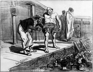 Bäder in Paris; Karikatur von Cham