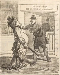 Madame, es ist nicht ratsam einzutreten! Le Charivari, 16. April 1877, 1877