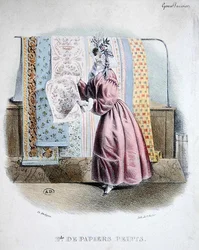 Tapetenverkäufer, um 1840