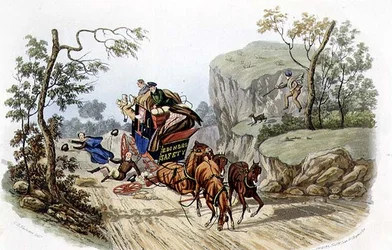 "Unfälle passieren auch den bestausgestatteten Kutschen!", graviert von R.G. Reeve, veröffentlicht von Thomas McLean