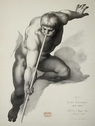 Engel spielt Trompete, Tafel 1 aus Cours de Dessin Band II: 