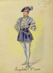 Kostüm für den Herzog von Mantua, aus Akt III der Oper 