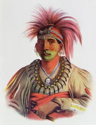 Nowaykesugga, ein Otto-Indianer, Illustration aus „Die Indianerstämme Nordamerikas, Band 3“ von Thomas L. McKenney und James Hall, veröffentlicht von John Grant