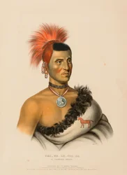 PES-KE-LE-CHA-CO, ein Pawnee-Häuptling, aus der Geschichte der Indianerstämme Nordamerikas