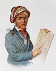 Se-quo-yah oder George Guess, 1828, Illustration aus 