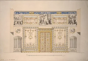 Entwurf für den Lyons Hall Gelben Salon im Großen Palast von Zarskoje Selo, frühe 1780er Jahre