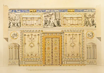 Erhebung einer Türwand, Lyons Drawing-Room, Katharinenpalast in Zarskoje Selo, frühe 1780er Jahre