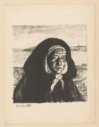 Bretonische alte Frau mit Haube