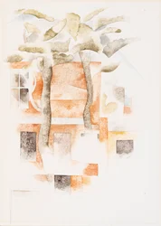 Häuser durch Bäume gesehen, 1918