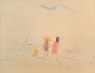 Zwei Frauen und Kind am Strand