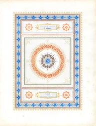Konzentrische ornamentale Komposition mit typografischen Elementen