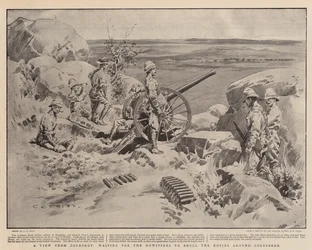 Ein Blick vom Coleskop, warten auf die Haubitzen, um die Kopjes um Colesberg zu beschießen