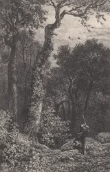 Jagd auf eine Waldschnepfe, 1864.