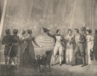 Napoleon und Josephine besuchen das Atelier von David, 4. Januar 1808, ca. 1820-30