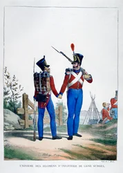 Uniform eines Regiments der Schweizer Infanterie, Frankreich, 1823