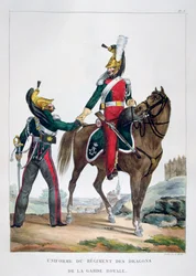 Uniform eines Regiments der Dragoner der königlichen Garde, Frankreich