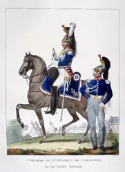 Uniform des 1. Regiments der Jäger der königlichen Garde, Frankreich, 1823