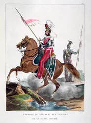 Uniformen eines Regiments von Lanzern der französischen königlichen Garde, 1823