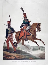 Uniformen des 6. Regiments der französischen Husaren, 1823