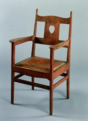 Esszimmerstuhl mit Armlehnen und herausnehmbarem Sitz, ca. 1902
