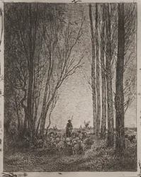 Versammlung der Herde, Originaldruck 1862, gedruckt 1921