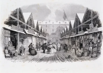Ansicht des Tempelmarsches - in „Les Mysteres de Paris“ von Eugene Sue (1843), ill. von Daubigny