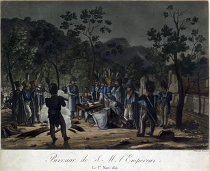 Die Rückkehr Napoleons von Elba. Napoleons Biwak in Golfe-Juan am 1. März 1815