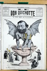 Titelblatt von „Le Don Quixote“, Nummer 389, Satirisch in Farben