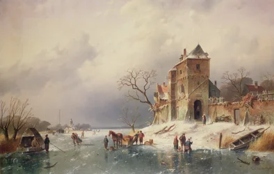 Gefrorene Winterszene, 19. Jahrhundert