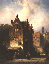 Straßenszene mit Figuren