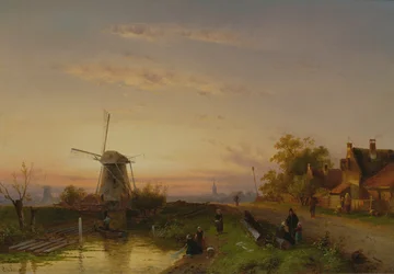 Windmühle bei Sonnenuntergang