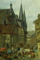 Der Marktplatz in Wernigerode, 1861